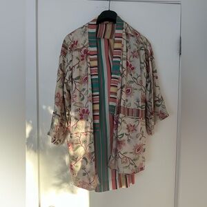 Burning Torch 100% Silk Reversible Jacket & Wide-Leg Pants Set – XXS